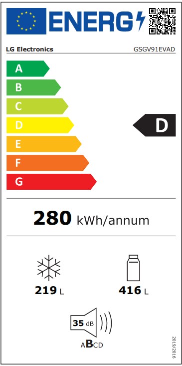 Amerikaanse Koelkast LG GSGV91EVAD