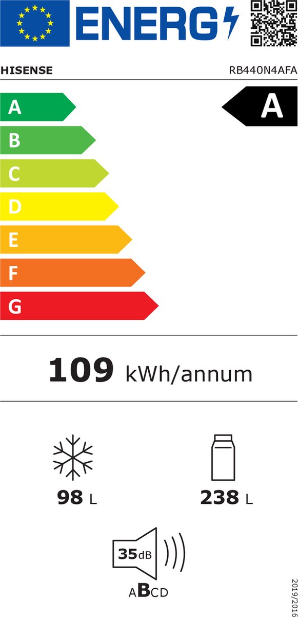 Koel-vriescombinatie-Hisense-RB440N4AFA-