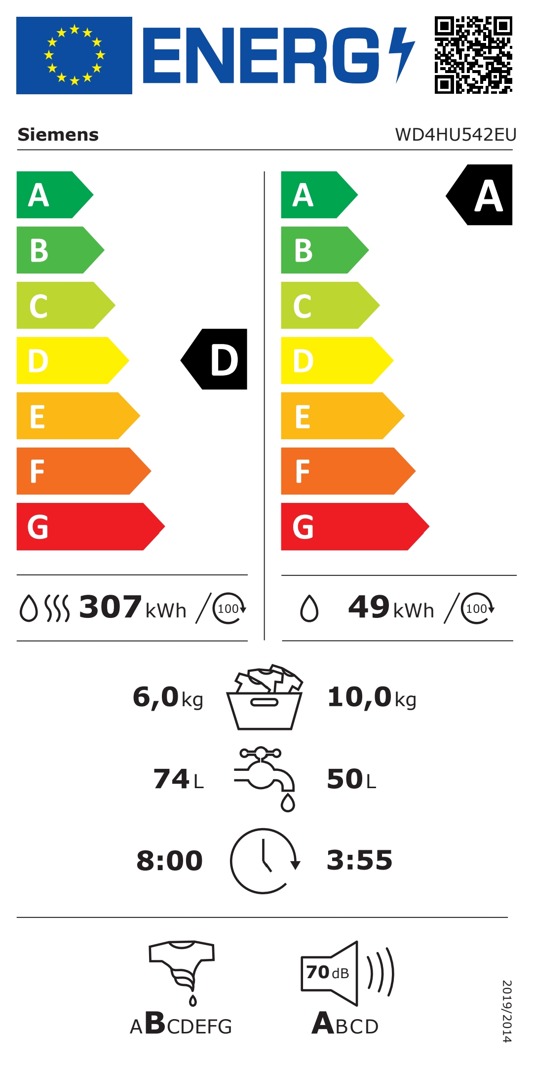 Was-droogcombinatie Siemens WD4HU542EU-