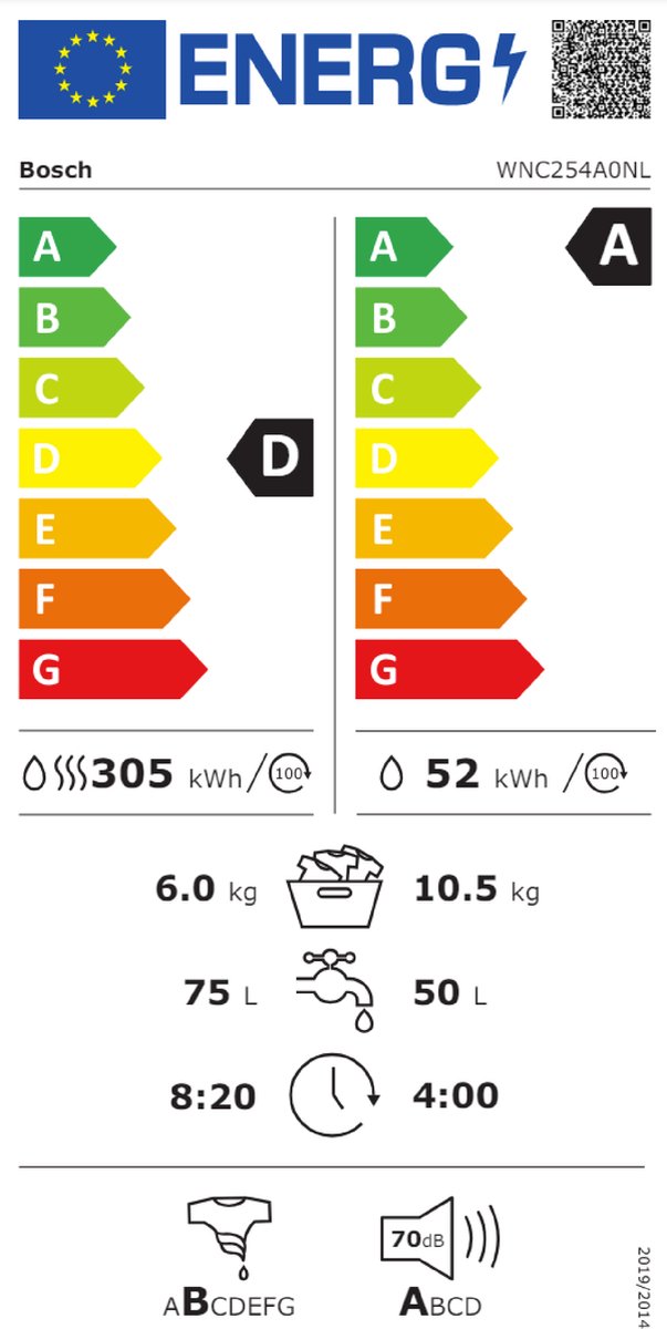 Was-droogcombinatie-Bosch-WNC254A0NL-