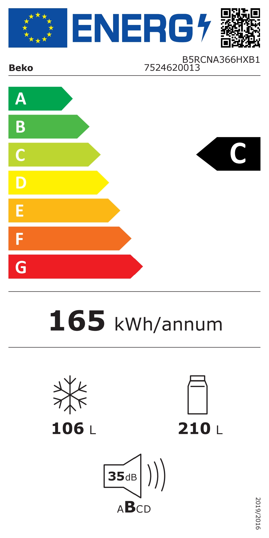 Koelvriescombinatie-Beko-B5RCNA366HXB1-